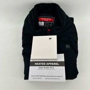 Heated Clothes Puffer Vest w/ Battery Pack Black Adjustable Zip Sides Mens L NWT